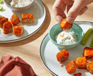 Buffalo Fish Bites With Blue Cheese Dip